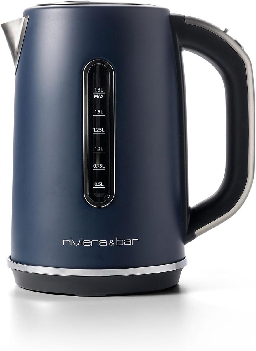 SnelShoppen - Elektrische Waterkoker RVS 1.8L - 2200W Snelkookfunctie, Temperatuurkeuze 40-100°C, LCD Scherm, Thee en Water Modus, Grijs Blauw, Keuken
