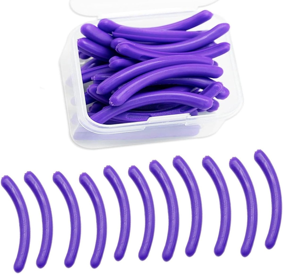 Vervangingspads voor Wimpertangen - 24 Stuks Silicone Pads met Rubber Seal en Transparante Opbergdoos voor Universele Wimpertangen - Paars en Lila
