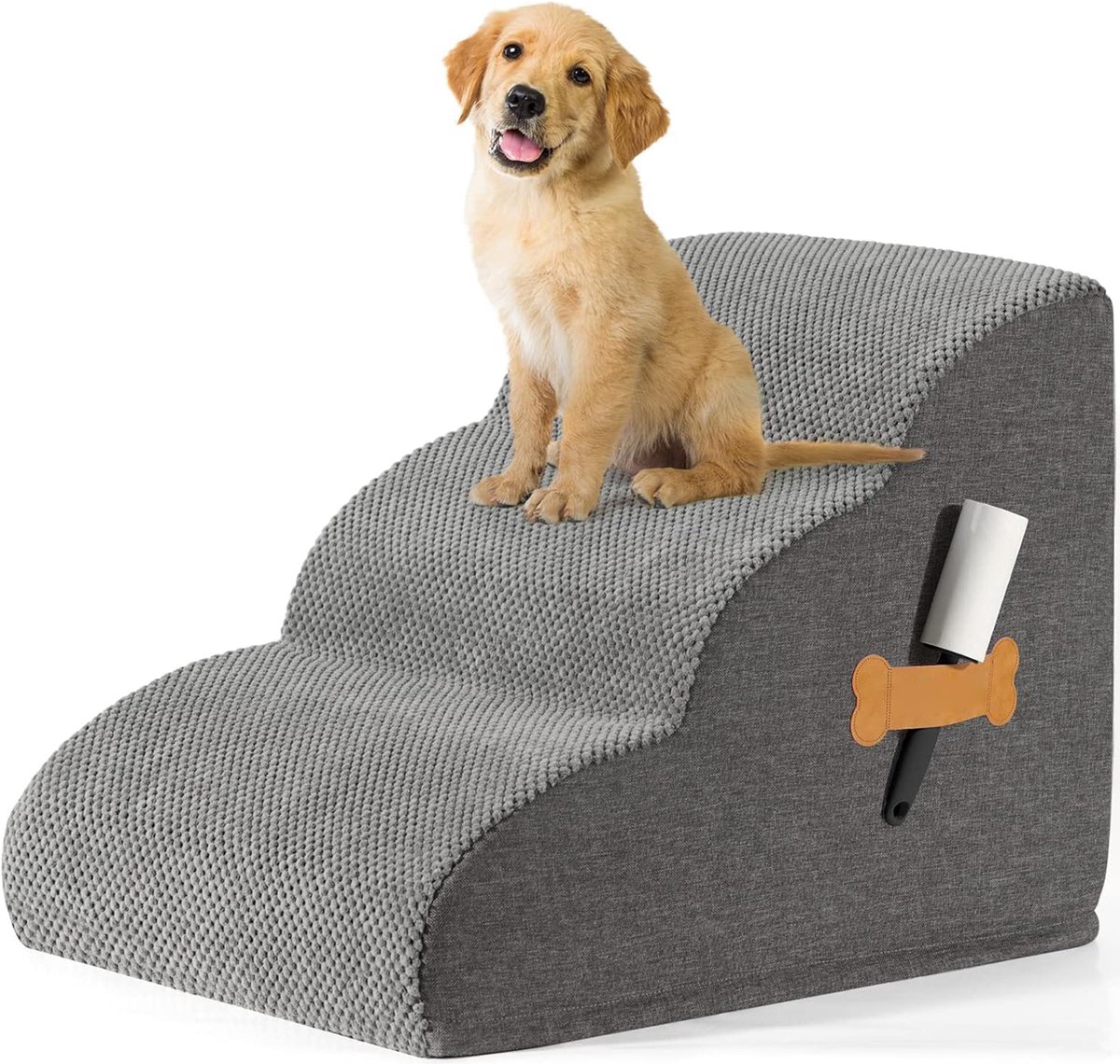 Hondentrap - Hondentrapje - Opstapje Hond - Trap Hond 3 Treden - 40×55×35 cm - Hondenloopplank - Trap Hond - Honden opstapje - Foam - extra stevig en comfortabel - Grijs