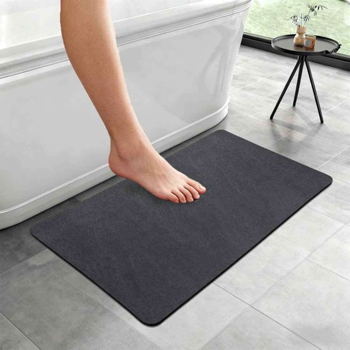 Badmat, 40 x 60 cm, marineblauw, zachte badmat, antislip en absorberend, wasbaar, sneldrogend, als douchemat en mat