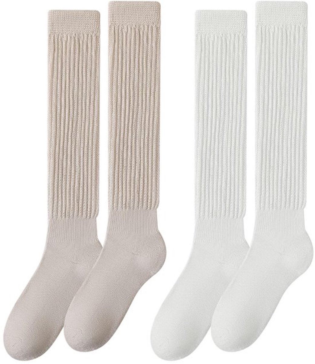 Kniekousen Dames - Gebreide Slouch Sokken - Ademend Katoen - Casual Sokken - Extra Lange Sokken - Lichtgewicht en Rekbaar