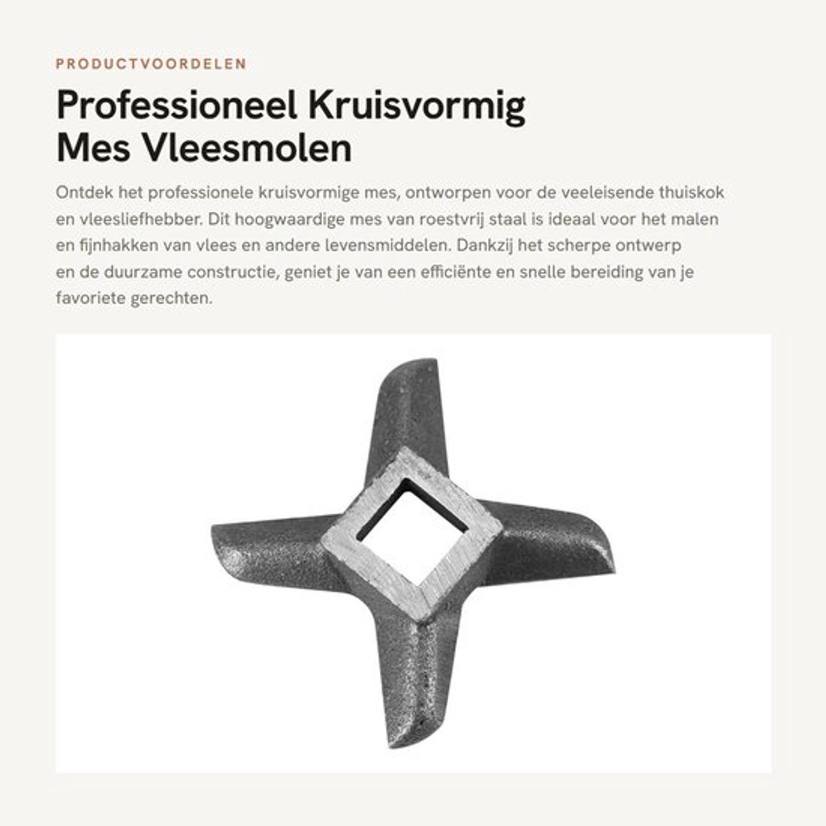 Vleesmolen Mes Professioneel - Vervangend Mes - Roestvrij Staal - Kruisvormig Ontwerp - 5 Soorten Messen - Duurzaam en Makkelijk te Reinigen - Vleesmes