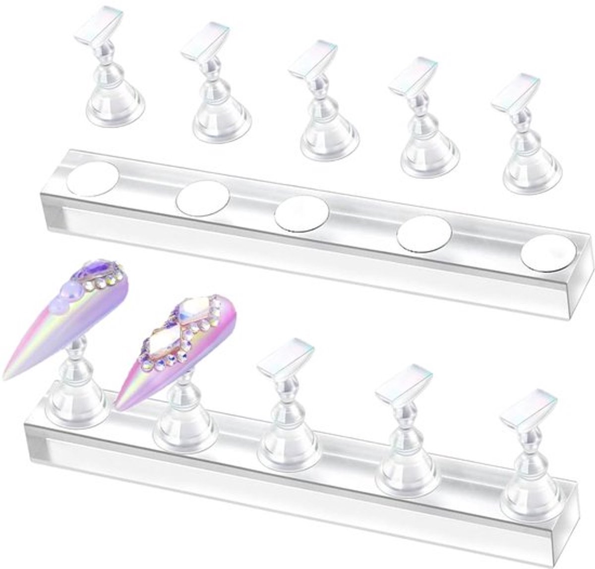 Nageldisplay 5-delig - Nagelhouder - Magnetische Standaard - DIY Tool - Zelf-manicure - Professionele Resultaten