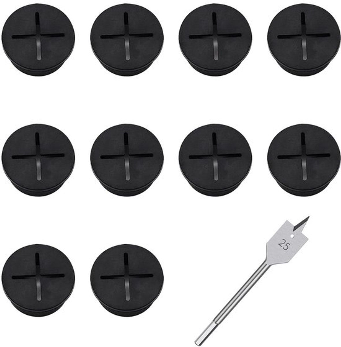 Kabeldoorvoer 29x25mm - Kabeldoorvoer 10 Stuks - Gatenzaag 25mm - Kabeldoorvoer Zwart - Kabeldoorvoer Rubber - Duurzaam ABS Materiaal - Kabelmanagement