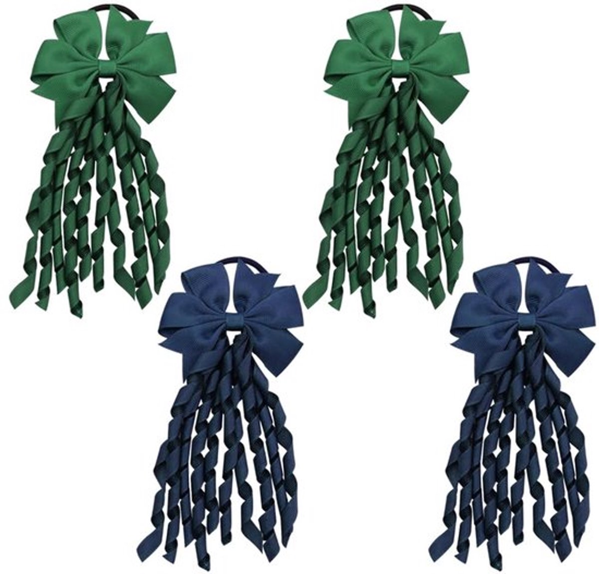 Scrunchie Set - 4 Stuks - Bosgroen/Marineblauw - Spiraalvormige Haaraccessoires - Duurzaam Materiaal - 8,5 cm x 17 cm - Haarband