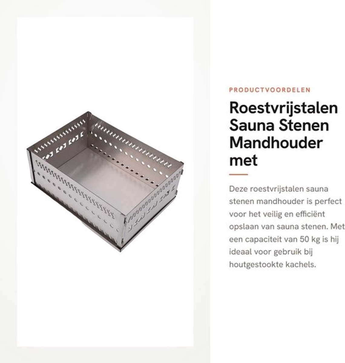 Sauna Stenen Mandhouder 50 Kg Capaciteit - Roestvrij Staal - Draagbare Houder - Multi-doel - Buitenbenodigdheden - Geschikt voor Houtskool Kachel - Sauna Mand