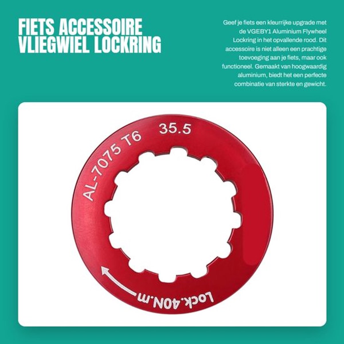 Fiets Accessoire - Vliegwiel Lockring - Duurzaam en lichtgewicht - Rode kleur - Perfect voor fietsen - Geschikt voor mountainbike en stad...