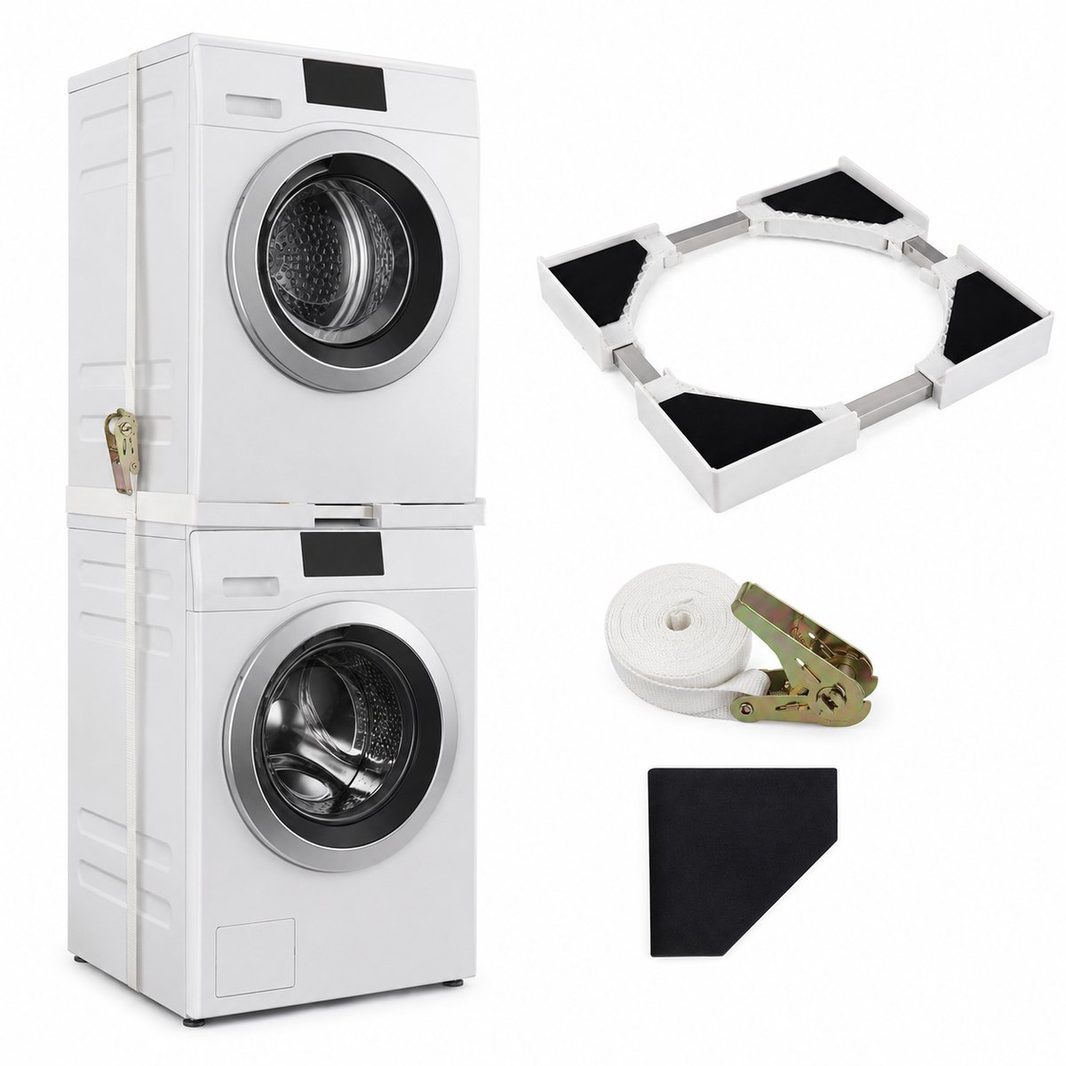 Tussenstuk Wasmachine Droger - Universeel - Stapelkit Wasmachine en Droger - Verstelbaar - Wit