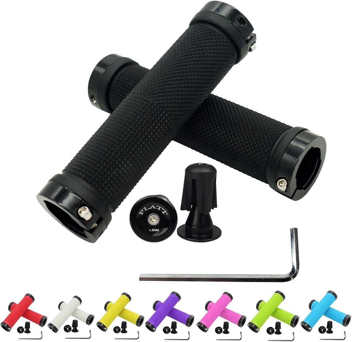 PLATT Fietsstuur Grips met Aluminium Lock Antislip Rubber Fiets Handvat Grip voor MTB/BMX - ShopVlot