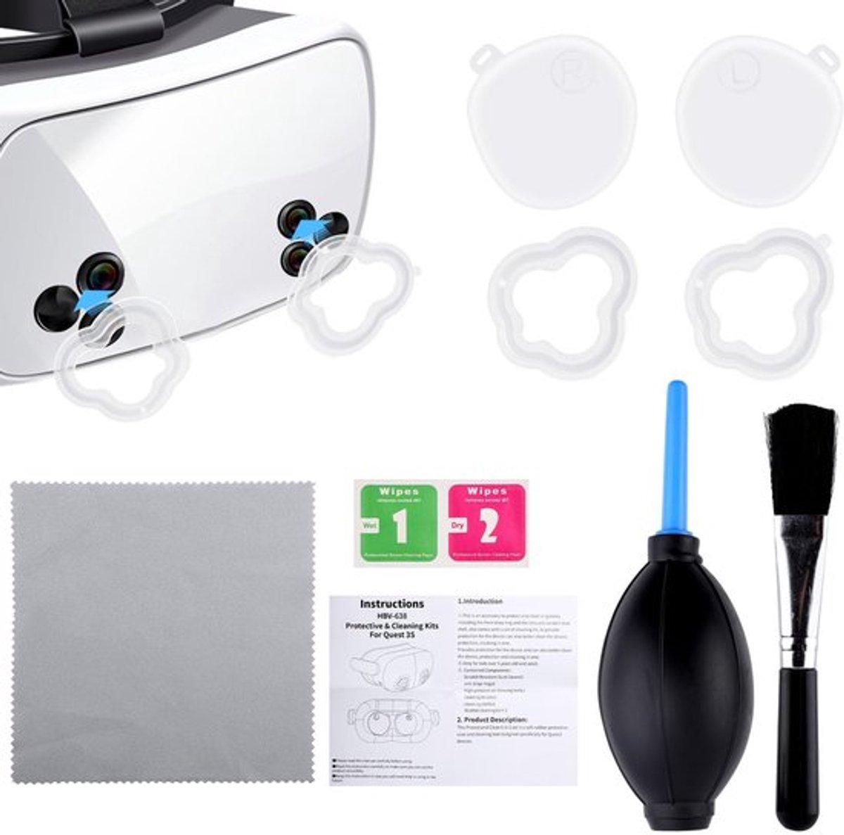Cameralensbeschermfolie Antikras - 4st Set - Inclusief Reinigingsdoek - Siliconen/Plastic - Praktische Accessoires - Voor Meta Quest 3s - Lensbeschermer