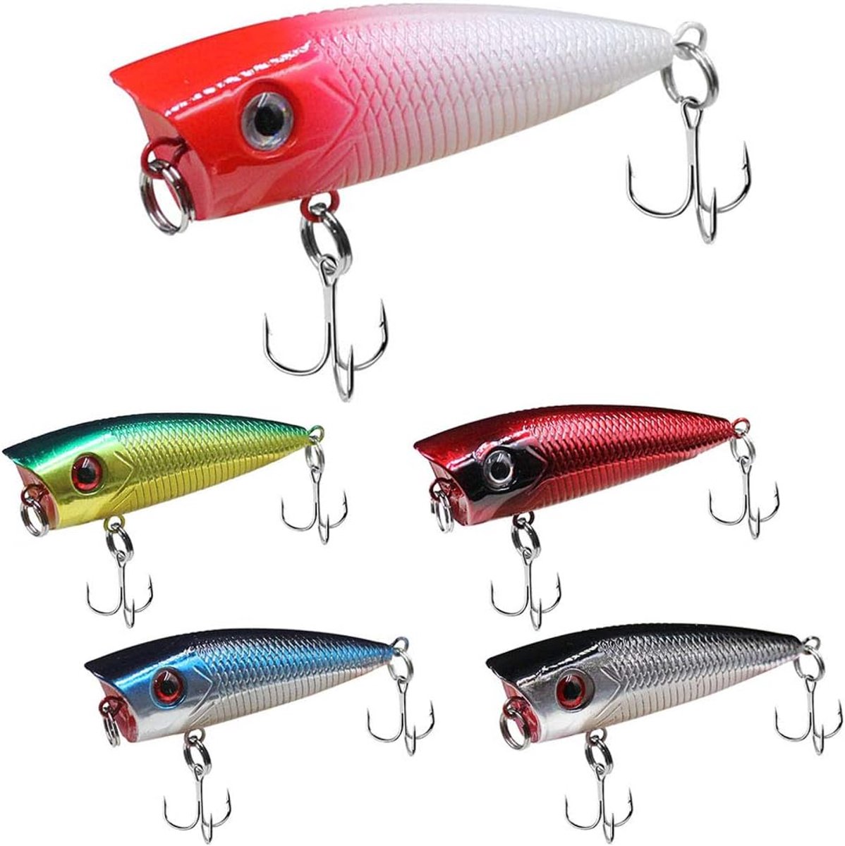 SnelShoppen - 5pcs Wobbler Lures Plastic Hard Lures voor Vissen, Bionische Stijve Bait voor Snoek, Forel, Baars, Geschikt voor Zoet- en Zoutwater, Per