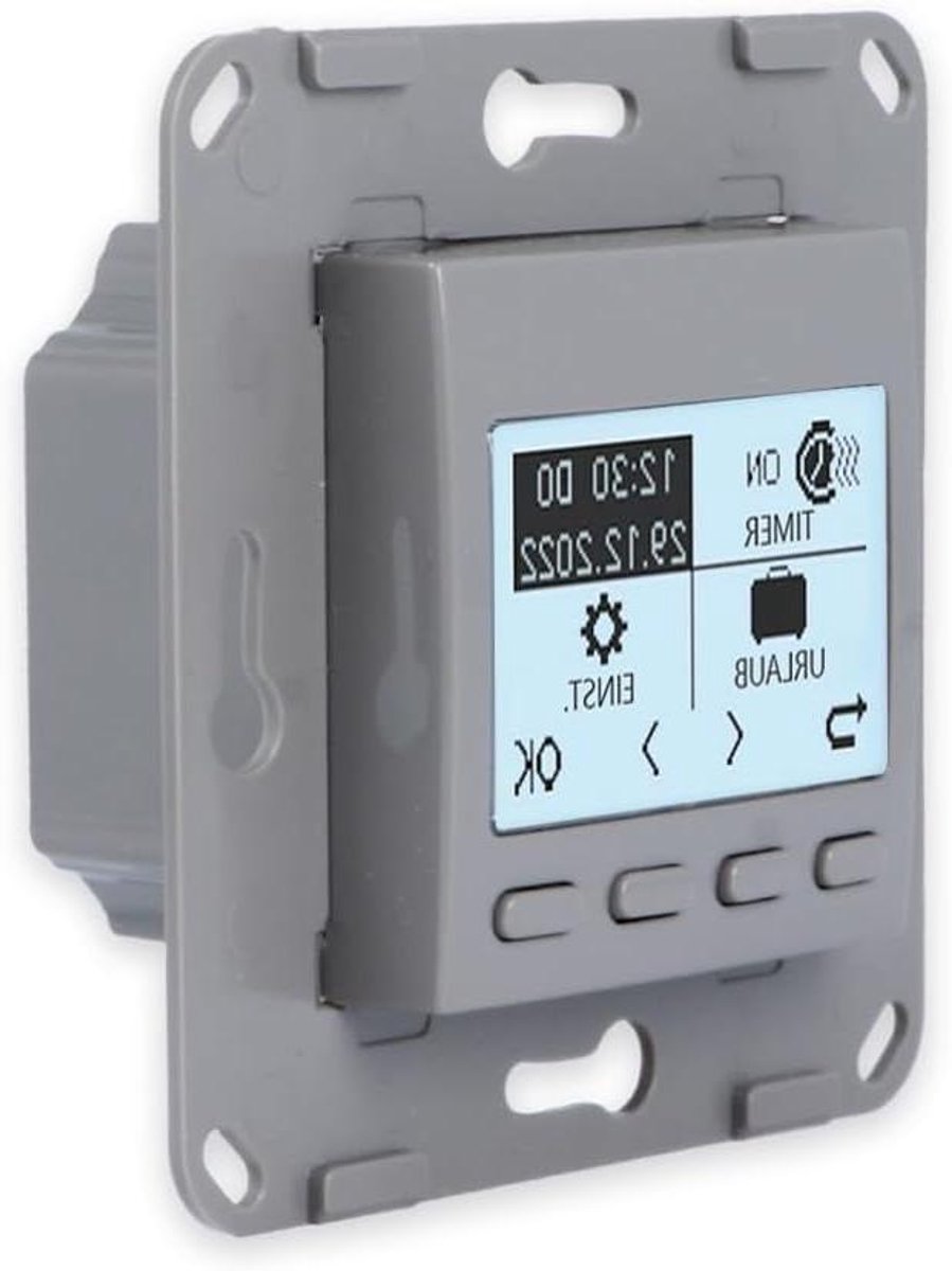 Digitale Kamerthermostaat - Wandthermostaat Programmeerbaar - Vloerverwarming Regelen - Met Vloersensor - 75 x 75 mm - Grijs
