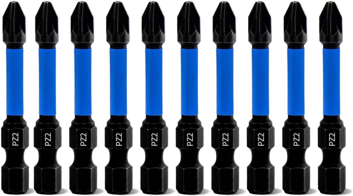 Professionele Pozidriv Schroevendraaier Bit Set van 10 Stuks met 50mm Lengte en Magnetische Impact Driver Bits met 1/4" Hex Shank voor Precisiewerk en Klussen