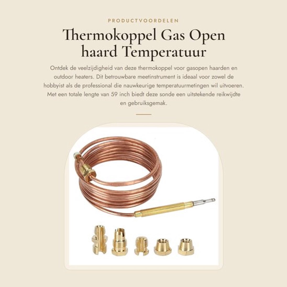 Thermokoppel Gas Open haard - Temperatuur Sensing Sonde - 59 Inch - Geschikt voor Outdoor Heaters - Hoogwaardige metaalconstructie