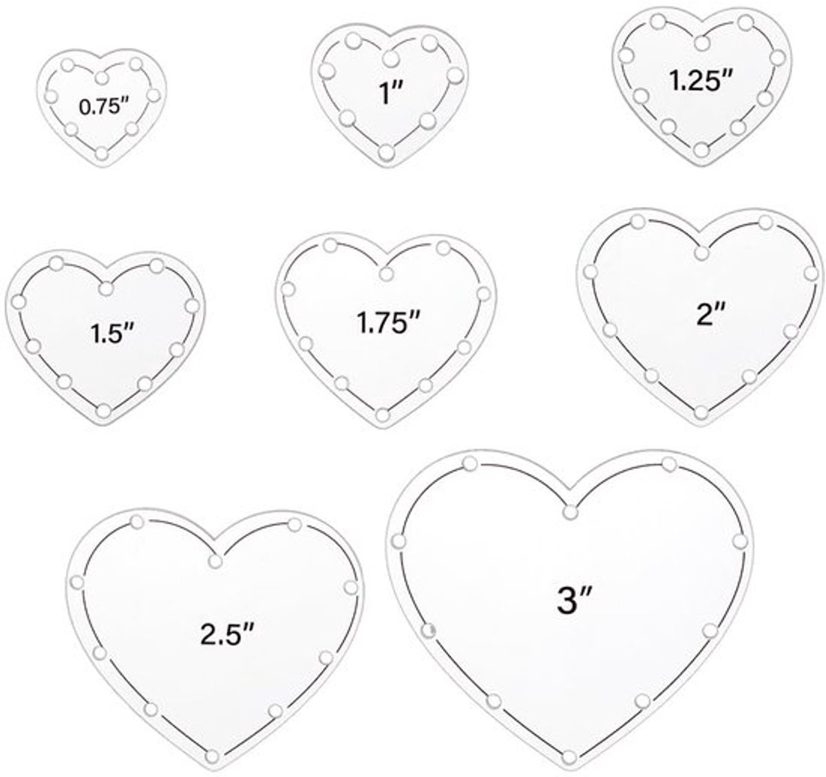Hart Sjablonen Set - 16 Stuks - Acryl - Ideaal voor Naaien - Borduurpatroon - Handquilting - Patchwork - Diverse Grootte - Quilting Sjablonen