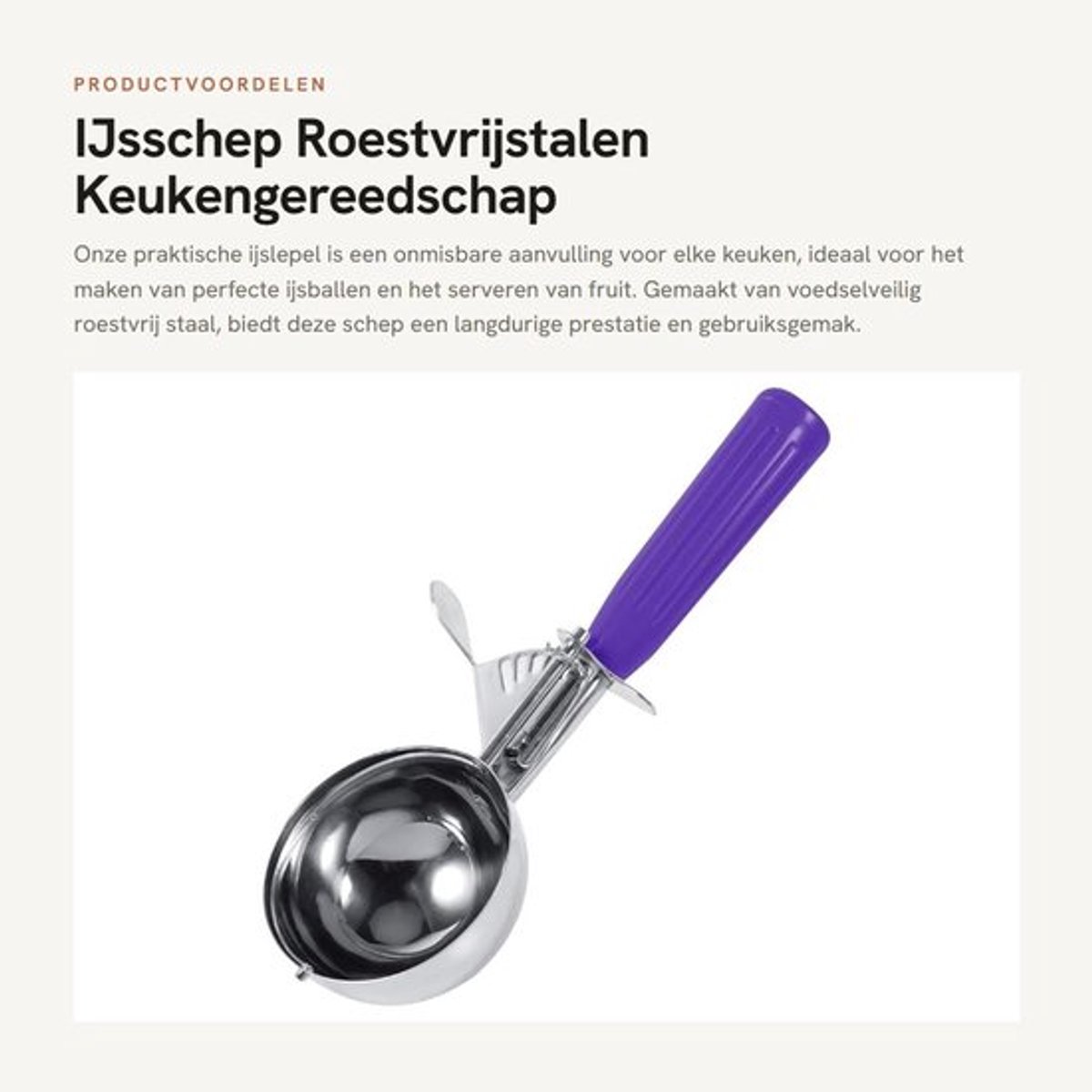 IJsschep roestvrij staal - Antislip handvat - Lichtgewicht - Multifunctioneel - Ontgrendelingshendel - Compact formaat - Schep