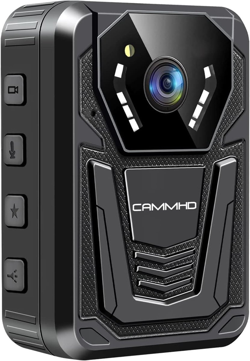 SnelShoppen - CAMMHD 4K/2160P HD Body Cam - IP68 Waterdicht - 12-14 Uur Batterijduur - 170° Groothoek - Infrarood Nachtzicht - Voor Politie, Brandweer