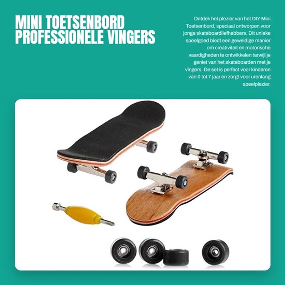 Vingertoetsenbord DIY Set - Professionele Vingerskateboard - Esdoornhout - Antislipmat - Inclusief Opbergdoos - Ideaal Speelgoed voor Kinderen