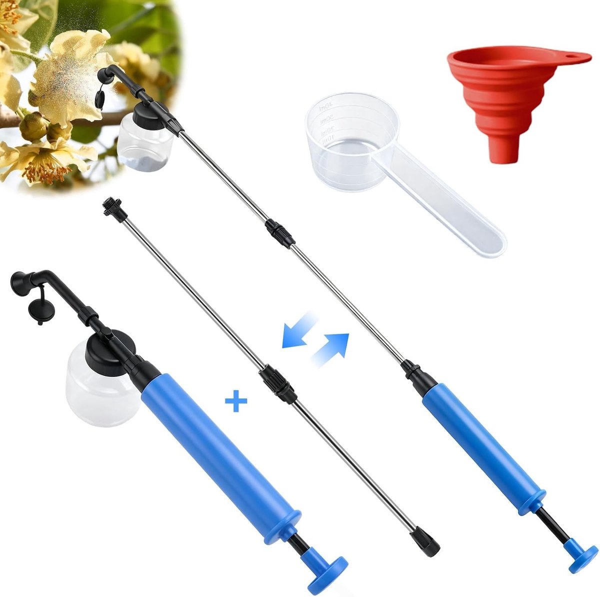 Verstelbare telescopische poederverstuiver met 250ml capaciteit en afneembare poederdispenser voor precisietoepassing