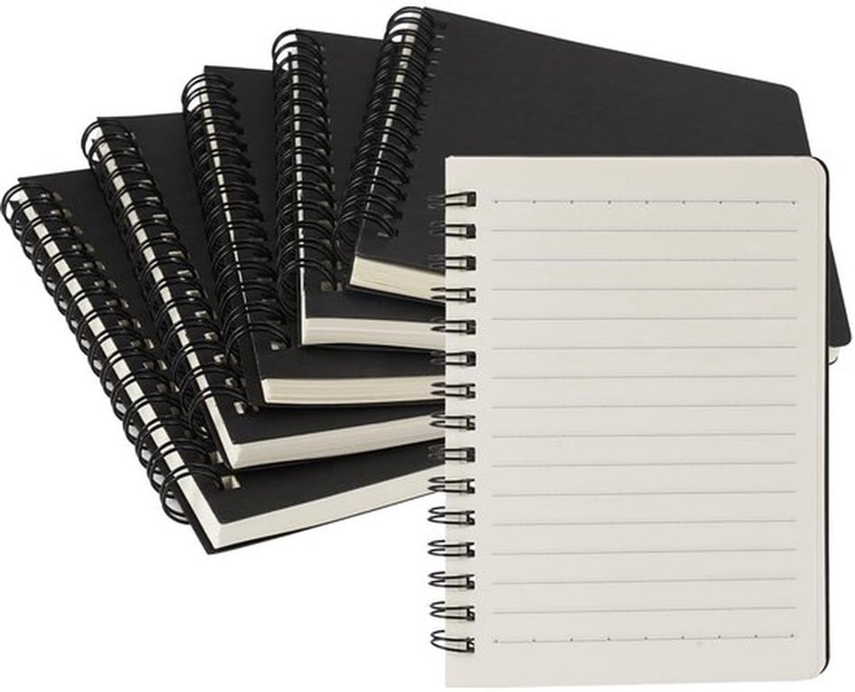 Notitieblok A6 - 6 Stuks - Spiraalbinding - Hoogwaardig Papier - Klein Dagboek - Duurzaam en Comfortabel Schrijven - Notitieboekje