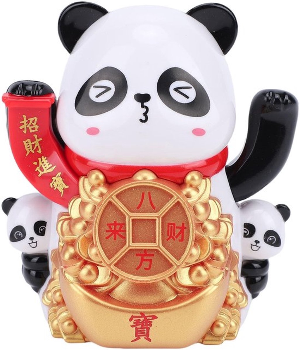 Zonne-energie Panda-beeldje, Automatisch Zwaaiend Ornament