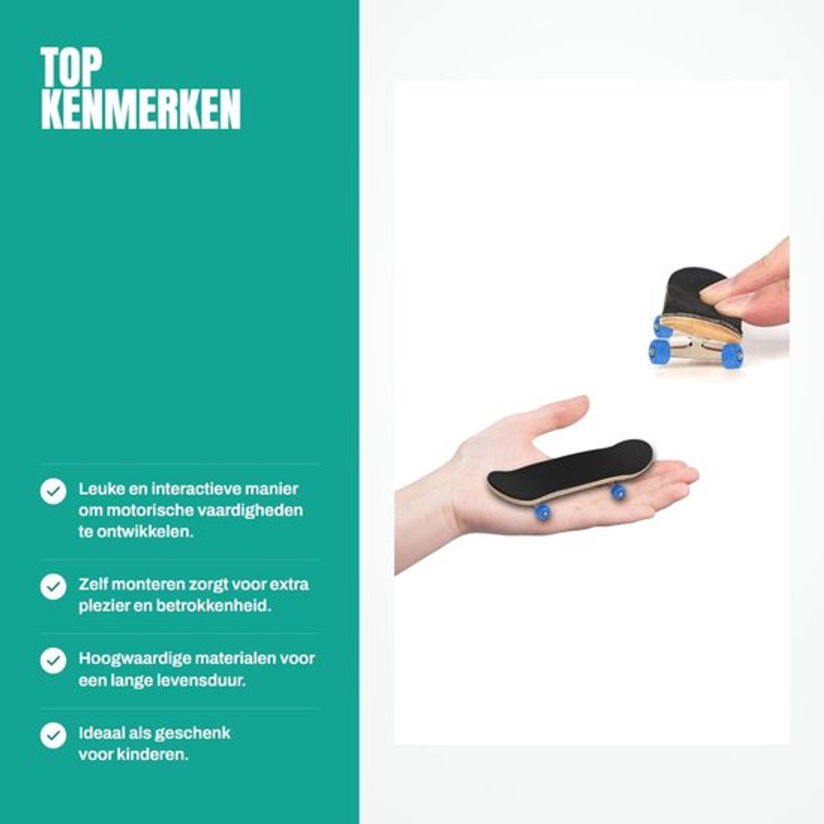 Dailygoods- Skateboard Professioneel - Mini Skateboard - Hout Esdoorn Deck - 5-laags Duurzaam - Inclusief Accessoires - Schokabsorberend - Vingerskateboard