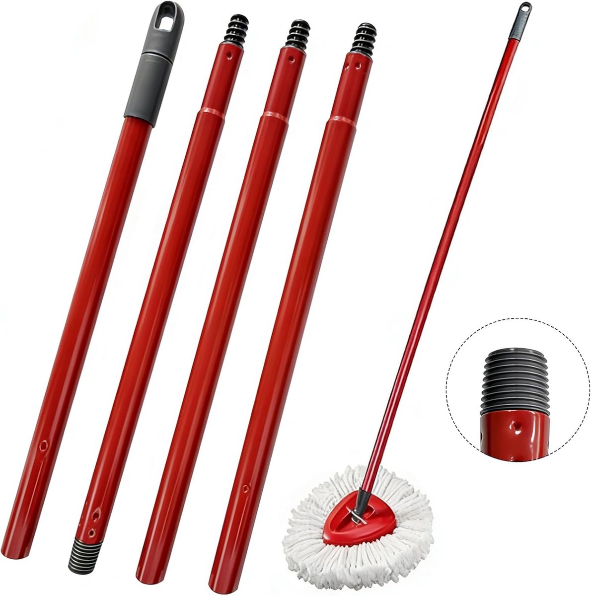 Mzzdk 72/105/138 cm, vervangende handgreep, compatibel met Vileda Turbo Mops - ShopVlot