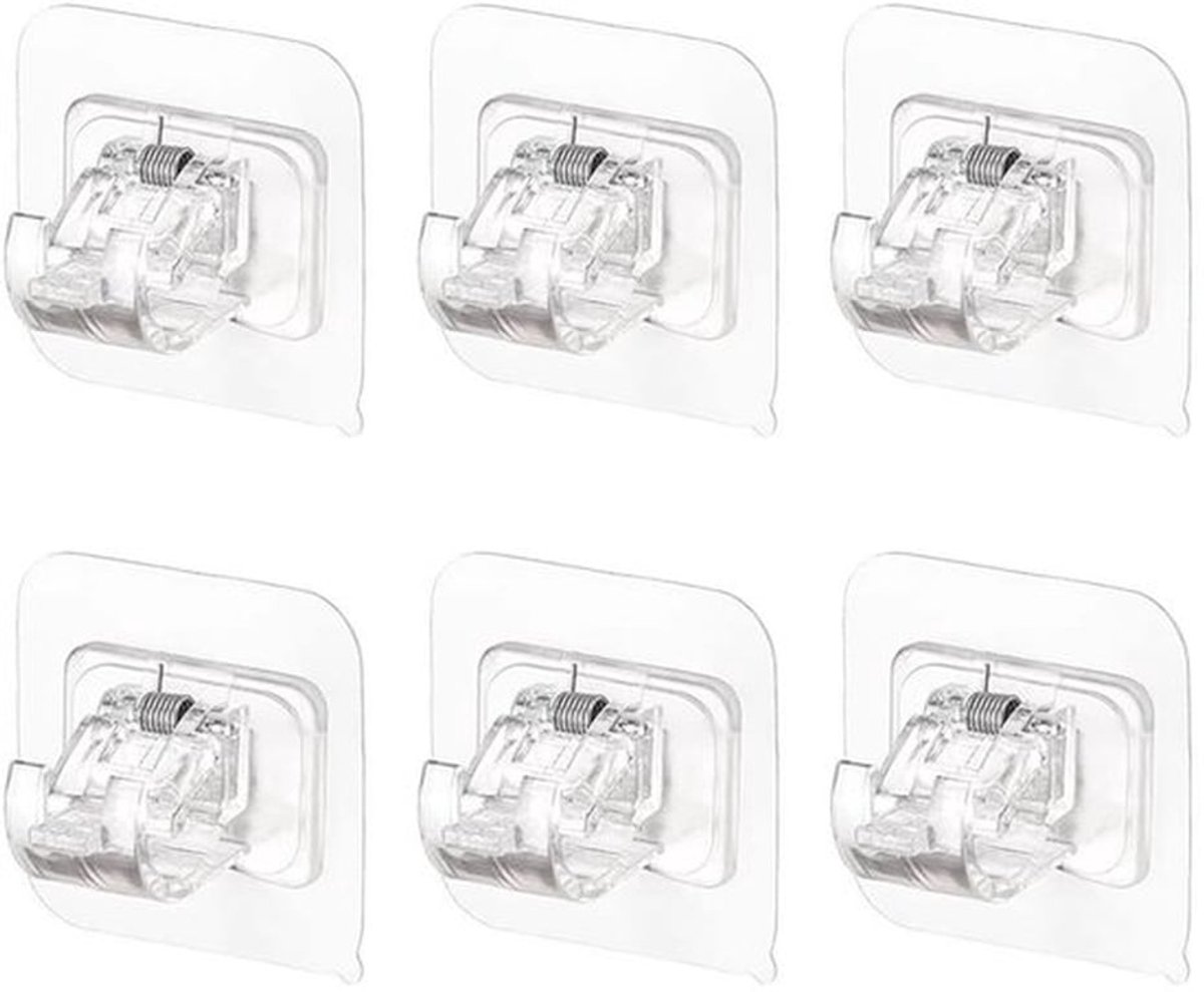 6Pcs Zelfklevende Gordijn Beugels Staaf Geen Boren Gordijn Haak Houders Voor Thuis Keuken Badkamer Hotel