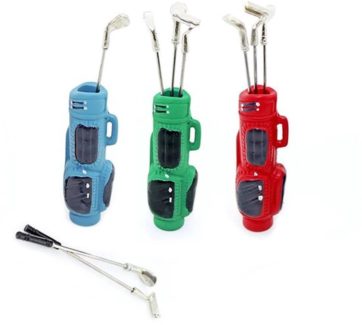Miniatuur Golfclubs - 3Set - Poppenhuis Accessoires - 1/12 Perfecte Reproductie - Hars en Legeringen - Totale Lengte 80 mm - Speelgoed Golfclubs