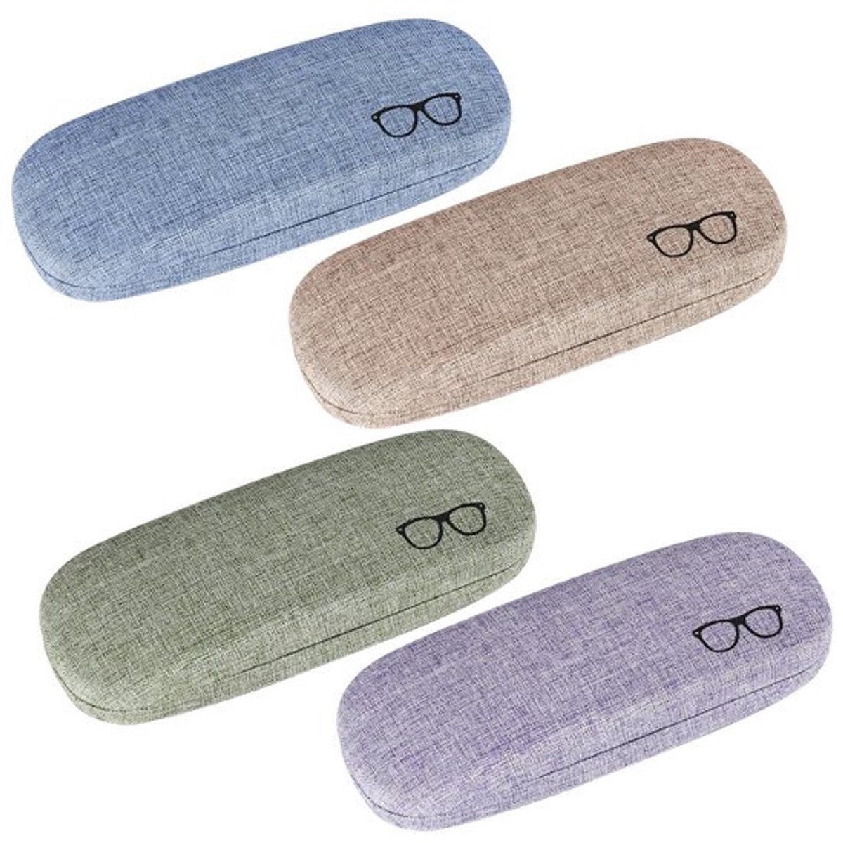Brillenkoker Hardcase - Hoogwaardig Leer/Metaal - Zachte Binnenkant - Draagbaar - 4 Stuks - Afmetingen 162 x 62 x 40 mm - Brillenetui