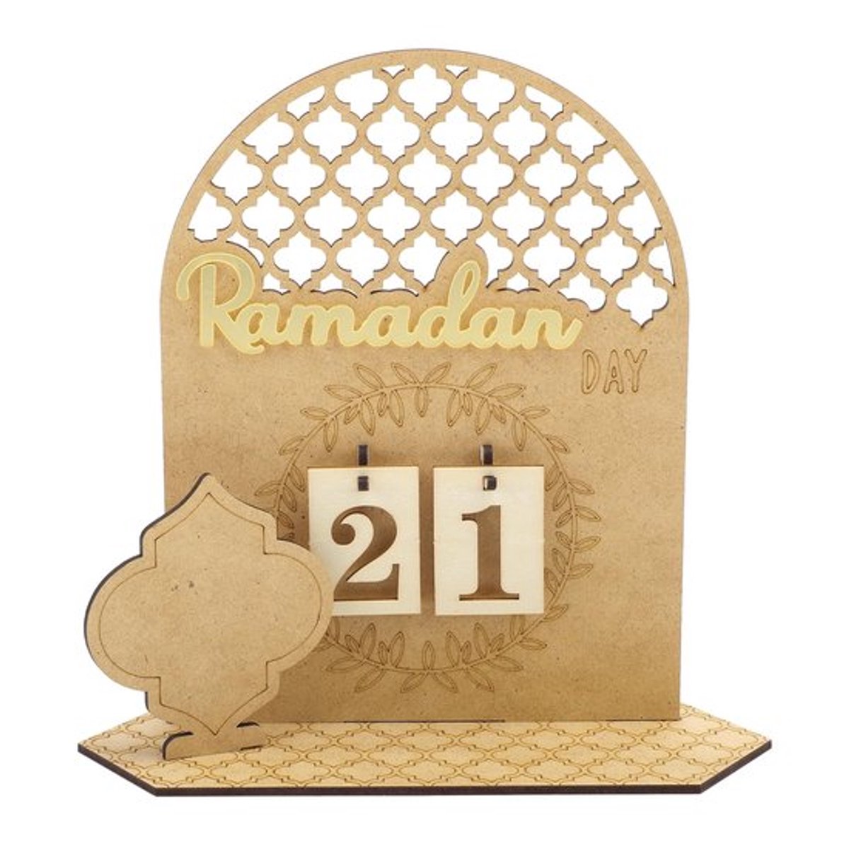 Ramadan Kalender Houten - Aftelkalender - Creatieve Eid Mubarak - Decoratie - 20x20 cm - Premium Materiaal