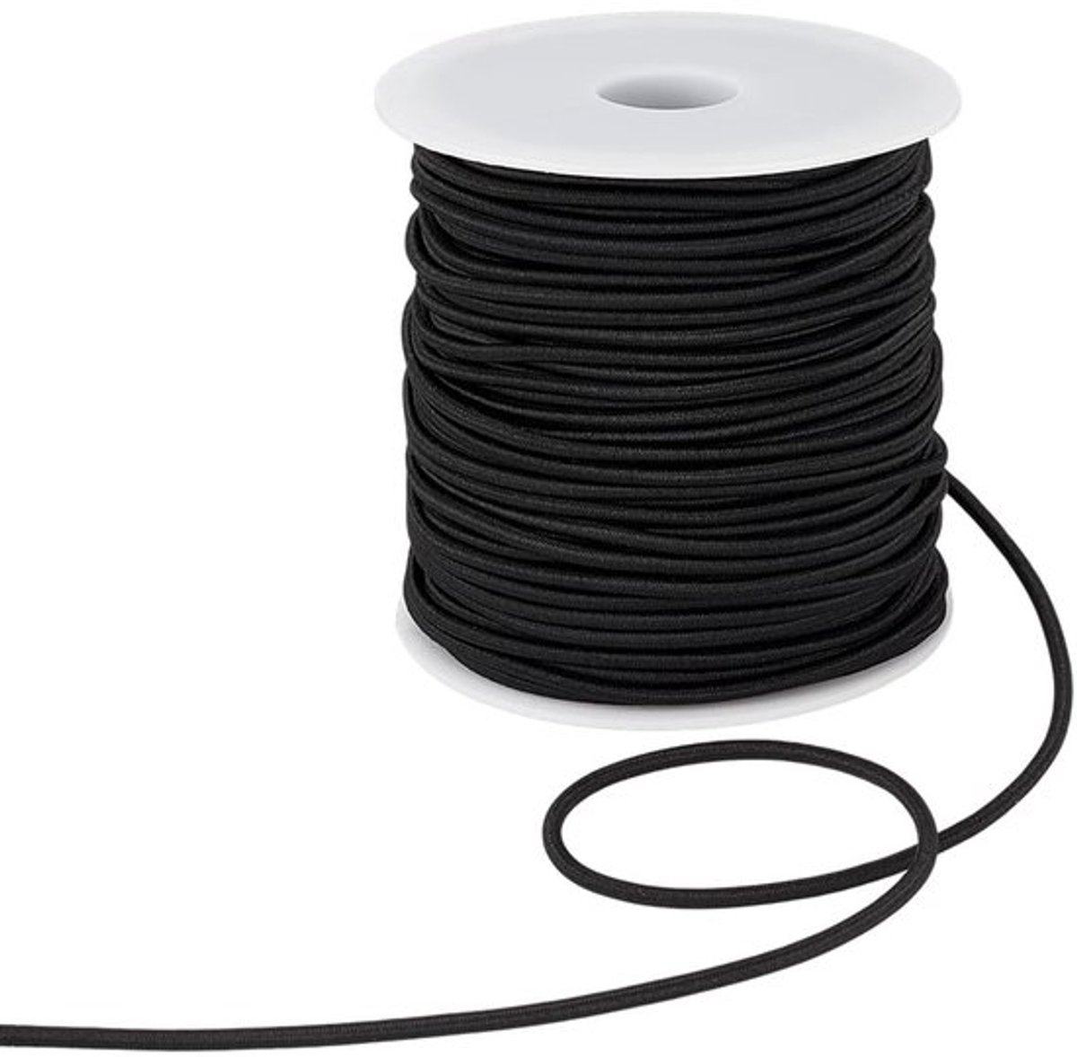 Expandertouw 50 m - Zwart Rubber - Elastisch Bungee-Touw - Hoge Elasticiteit - Polyester - Diameter 3 mm