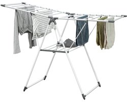 Wasrek 2-laags verstelbaar - 4 hoogte-standen - metaal & kunststof - 156,5x61,5x97 cm - wit - groot droogoppervlak