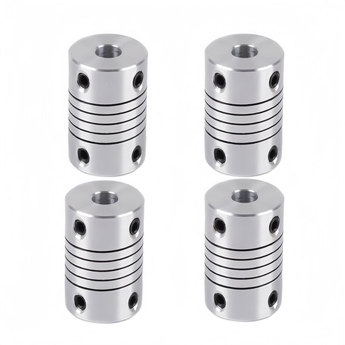 Flexibele Koppeling Aluminium - 7mm tot 7mm As Koppeling - 19x25mm - 4 Stuks - Slijtvast/Corrosiebestendig - Hoogwaardige Elasticiteit