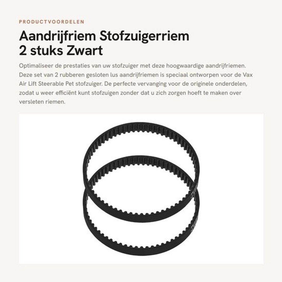 Aandrijfriem Rubber - 2x Stofzuiger Aandrijfriem - Vervangt 1313607700/1113453000 - Gesloten Lus - 6,5 mm Breedte - Compatibel met Vax Air Lift Steerable Pet - Stofzuigerriem