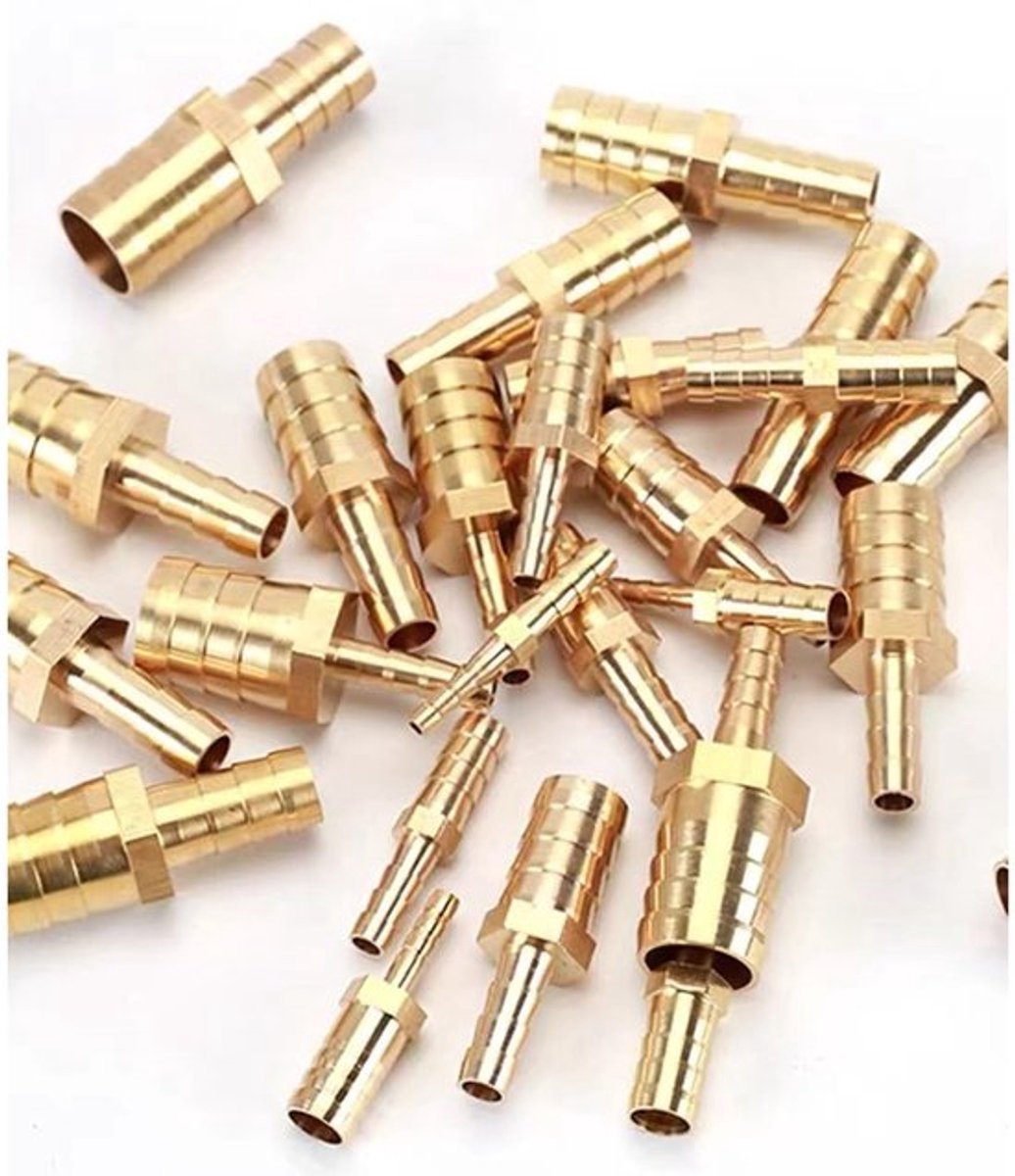Slangconnector Messing - 19-16 mm Diameter - Metalen Slangfitting - Gas/Water/Lucht Slang - 2 Stuks - Duurzaam en Flexibel