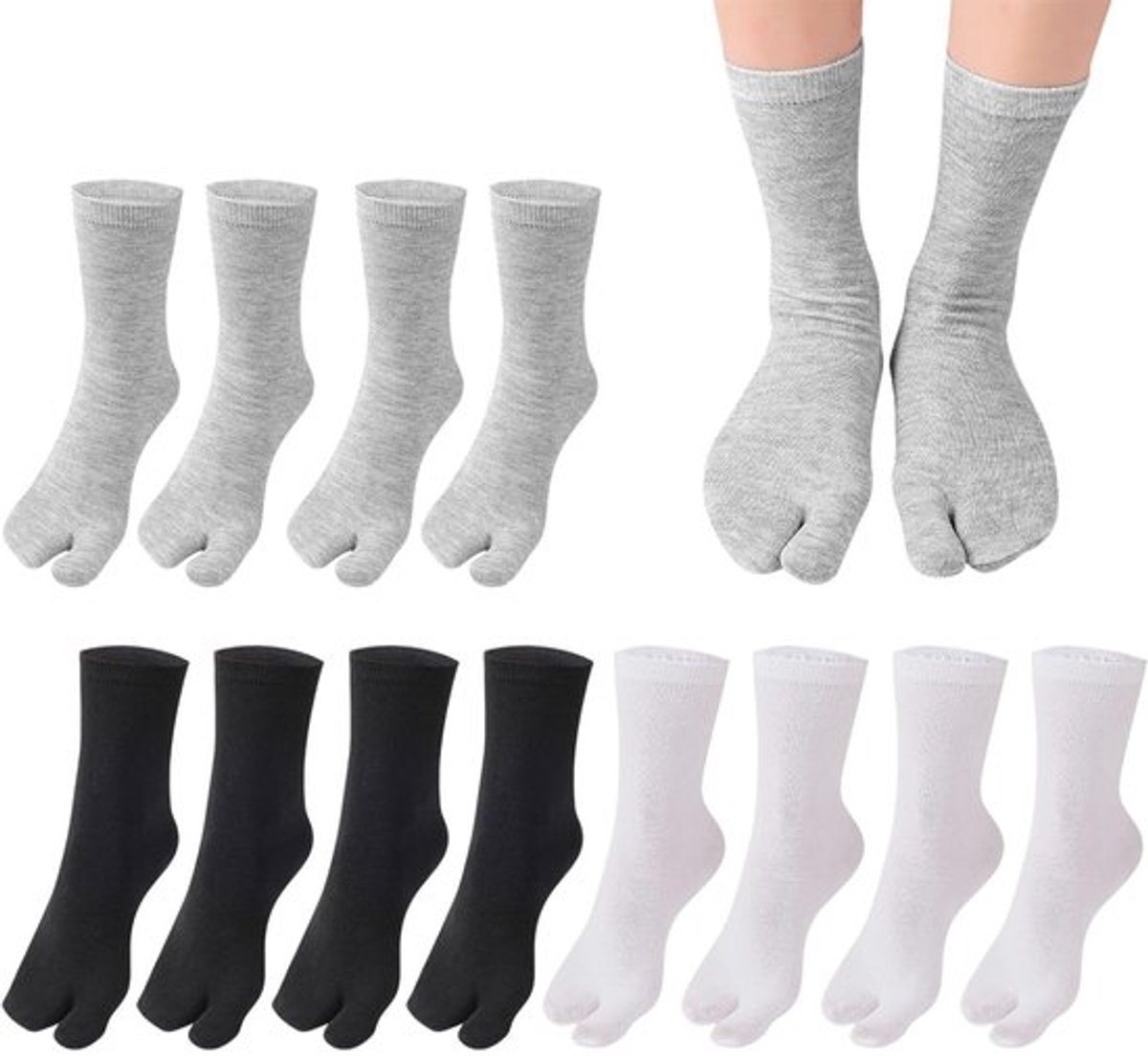 Tabi-Sokken 6 Paar - Ademend - Duurzaam - Uniseks - Katoen/Bamboevezel - Comfortabel en Elastisch - Teensokken