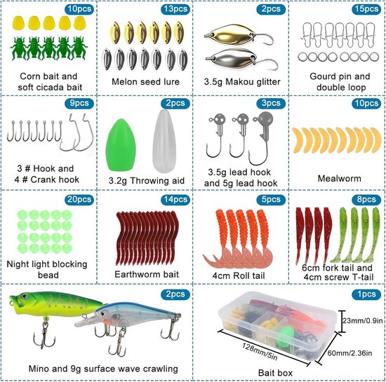 IIRC 98 SKT Fishing Bait Set with 1 Fishing Pliers, Fishing Tool Set for Freshwater and Saltwater Fishing - ShopVlot — afbeelding 5