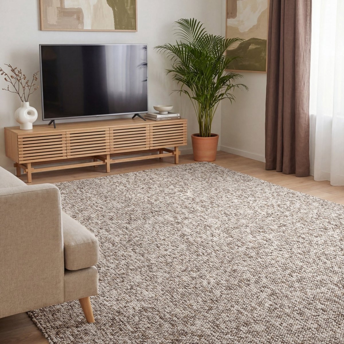 Elle Decoration Rocco vloerkleed in wol-look Rocco Taupe/Multicolor - 120 x 170 cm - (S)