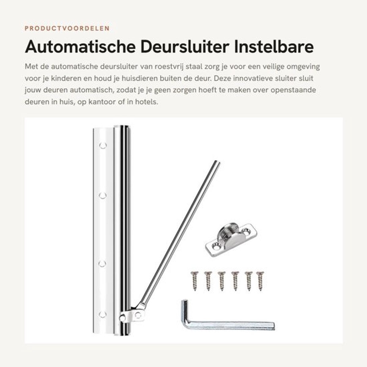 Deursluiter Automatisch - Instelbare Veersluiter - Roestvrij Staal - Voor Binnen/Buitendeuren - Veiligheid voor Kinderen/Huisdieren - Slijtvast en Duurzaam - Deurdranger