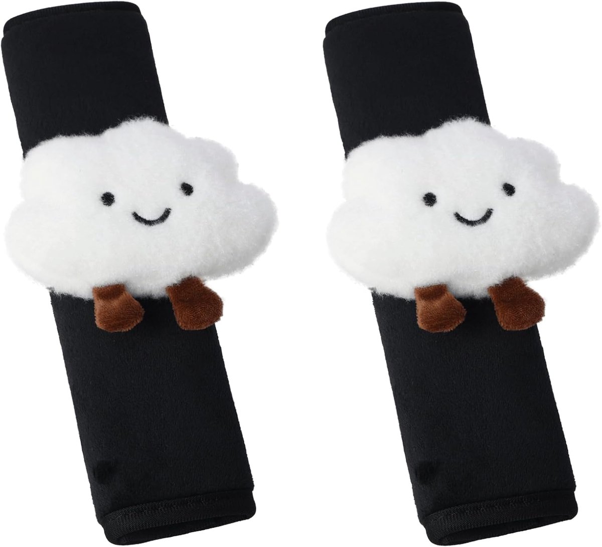 SnelShoppen - 2 Stuks Autogordel Kussen voor Kinderen, Zacht Suède en Geheugen Foam, Schattige Wolk Pop, Gordel Beschermers voor Auto, Geschikt voor A