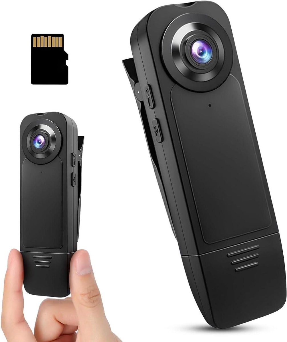 Mini Body Camera - Draagbare Recorder - Veiligheid Vastleggen - Nachtzicht & Bewegingsdetectie - 64GB Geheugen - Zwart