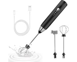 Elektrische melkopschuimer - Mini garde - Warme dranken maken - 3 snelheden dubbele garde - USB oplaadbaar - Zilverkleurig