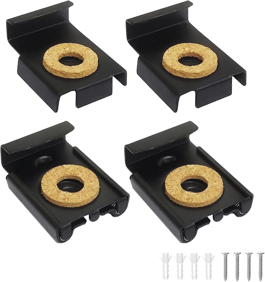 Set van 8 Veerbelaste Spiegelbevestigingsclips voor Ongeframeerde Spiegels met Pluggen en Schroeven voor Badkamer en Toilet - Zwart, Ideaal voor Wanddecoratie en Spiegelmontage