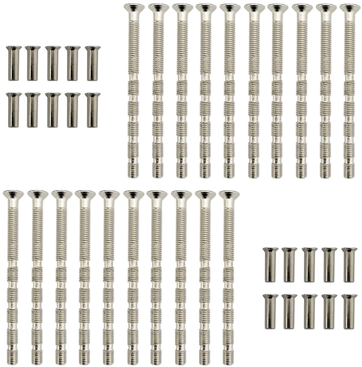 Verbindingsschroeven en Moffen 60mm, Geschikt voor Deurgrepen, Knoppen en Rozetten (20 stuks)
