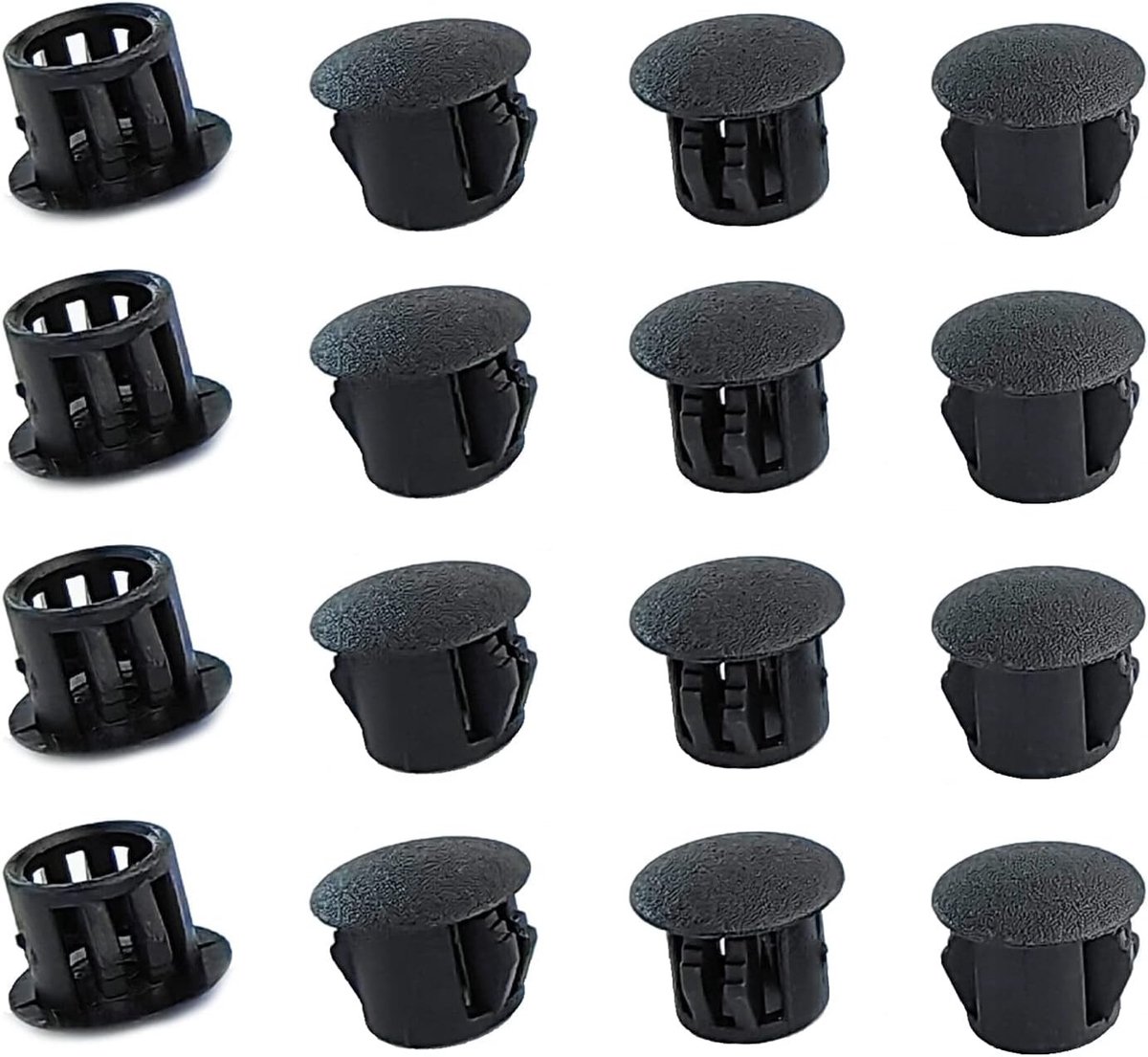 20 Stuks Ronde Plastic Gatenpluggen, Klikbare Afdekkappen voor Meubels, Zwart, 6mm - Ideaal voor Kasten en Interieurdecoratie