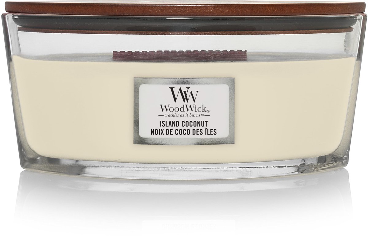 SnelShoppen - WoodWick Ellipse Geurkaars - Knapperende Lont - Island Coconut - Tot 50 Uur Brandtijd - Perfect voor Thuis, Feest, Ontspanning - Luxe Ge