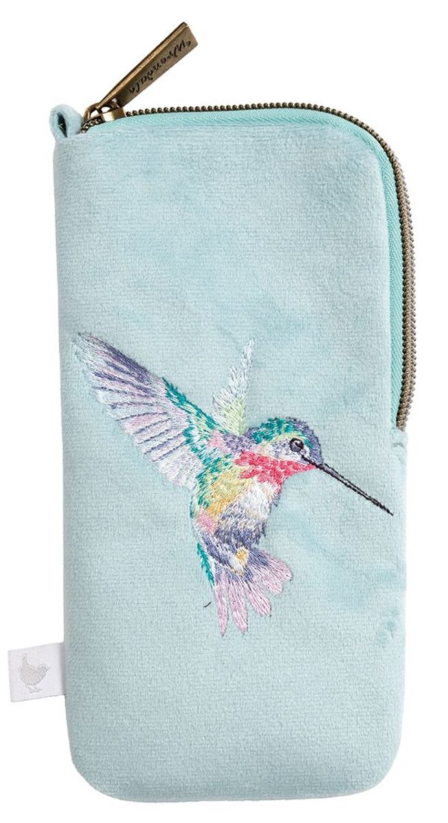Brillenetui Wrendale - 'Wisteria Wishes' hummingbird Embroidered Glasses Pouch