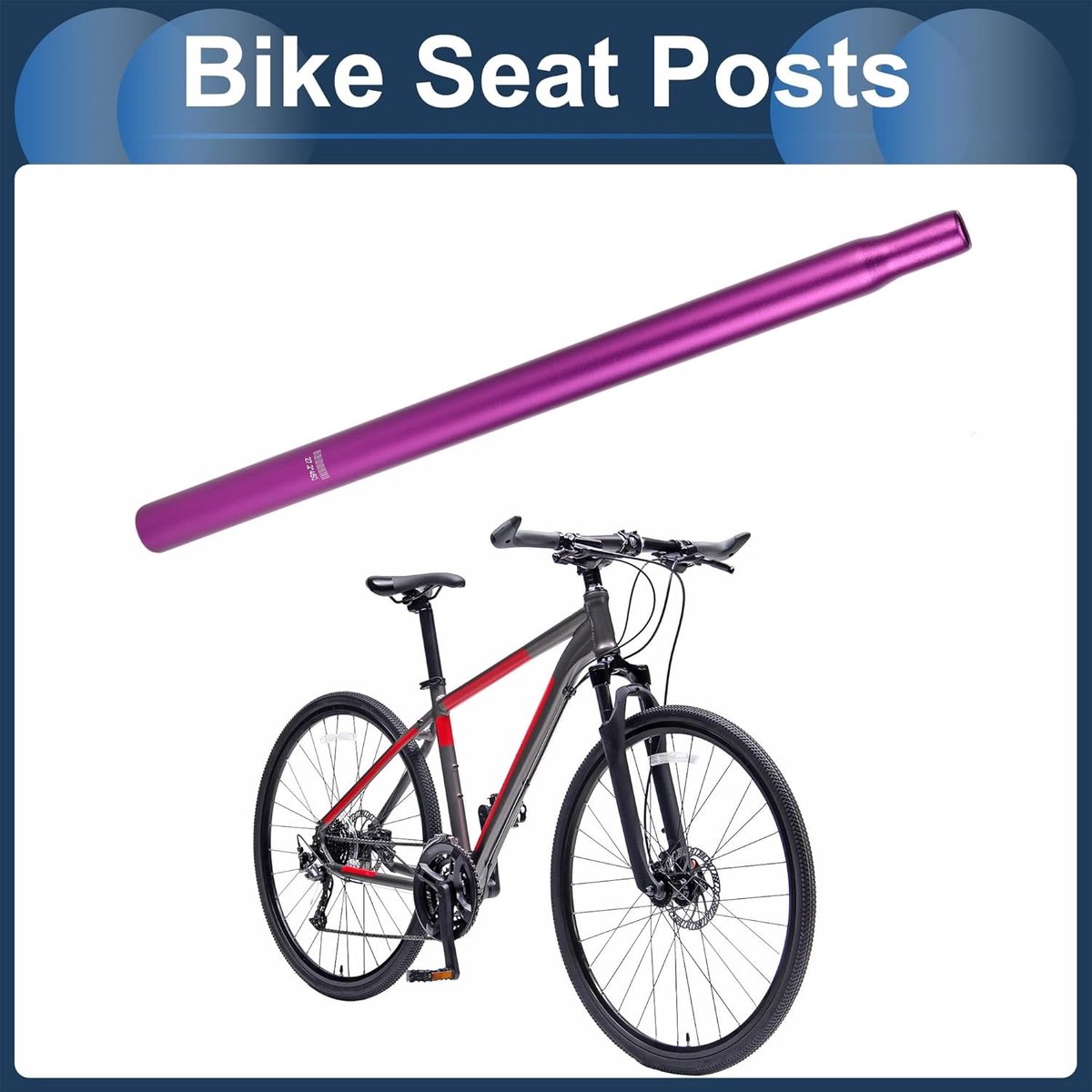 Fietszadel 27,2 x 450 mm van aluminiumlegering in paars, lichtgewicht en comfortabel voor lange ritten