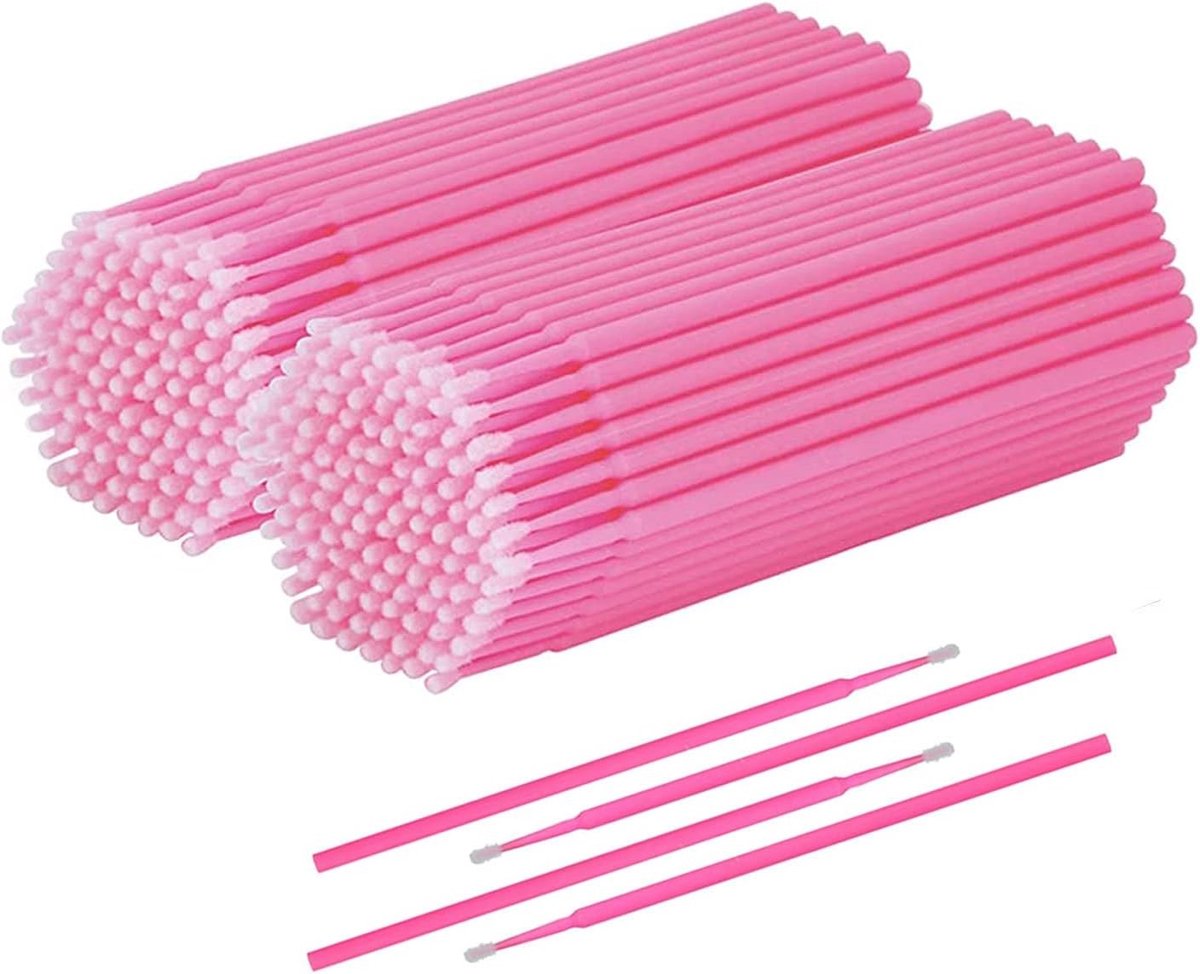 Eyelash Lifting Accessoires - 200 Microbrushes voor Wimpers, Make-up Applicator en Schoonmaak Tool in Roze